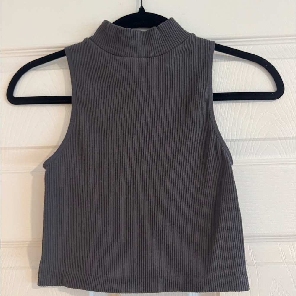 Zara Gray Ribbed Sleeveless Top
